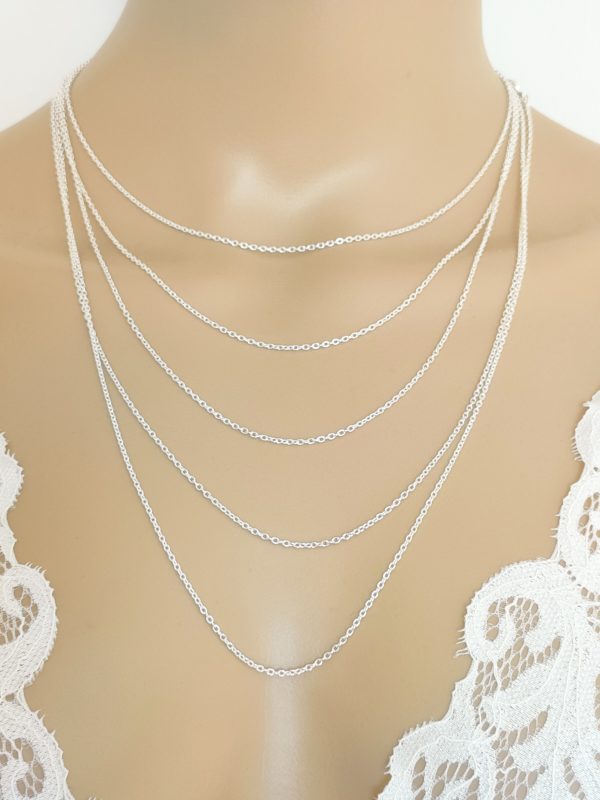 Chaîne en argent massif maille forçat largeur 1,9 sur 1,6mm, longueur 40-45-50-55-60 cm