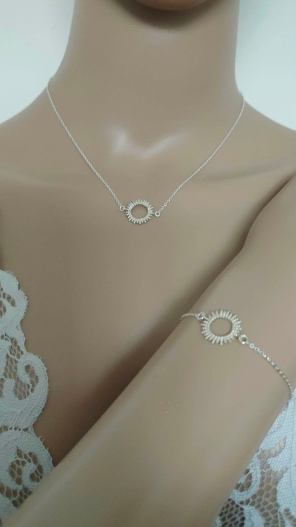 Parure collier bracelet femme en argent 925/1000ème, collier longueur 42 cm pendentif 15mm, bracelet 15 ou 17cm, fermoir anneau à ressort