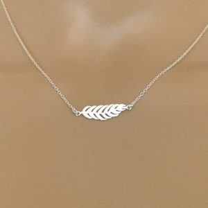 collier avec intercalaire plume argent massif 925 millième idée cadeau femme à petit prix