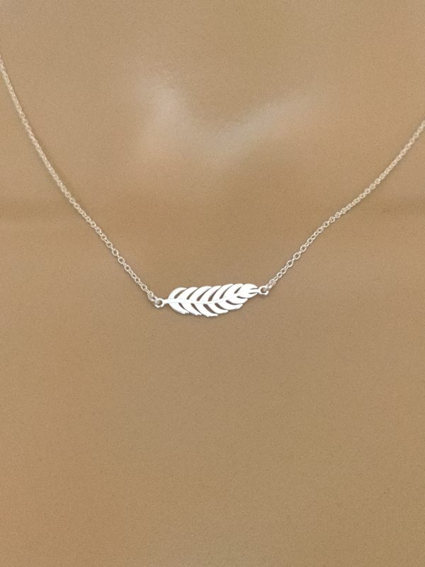 collier avec intercalaire plume argent massif 925 millième idée cadeau femme à petit prix