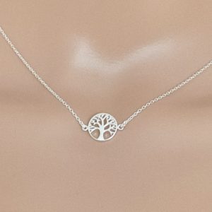 Collier femme arbre de vie en argent massif 925 millième longueur 42 cm médaillon 18 cm