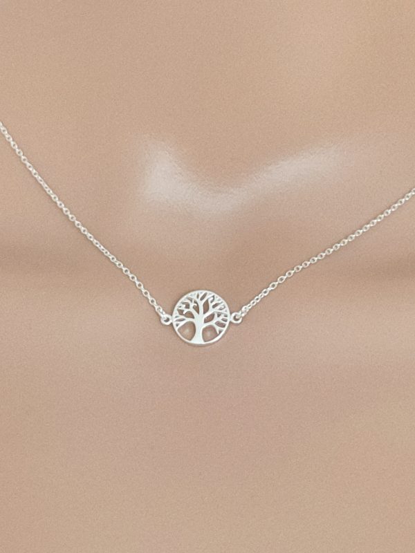 Collier femme arbre de vie en argent massif 925 millième longueur 42 cm médaillon 18 cm