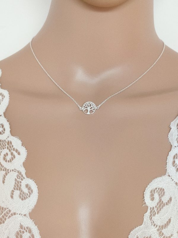 Collier femme arbre de vie en argent massif 925 millième longueur 42 cm médaillon 18 cm