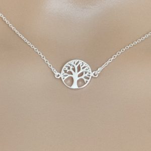 Collier femme arbre de vie en argent massif 925 millième longueur 42 cm médaillon 18 cm