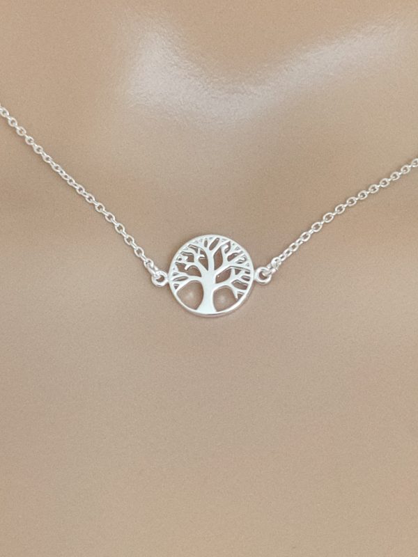Collier femme arbre de vie en argent massif 925 millième longueur 42 cm médaillon 18 cm