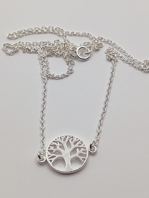 Collier femme arbre de vie en argent massif 925 millième longueur 42 cm médaillon 18 cm
