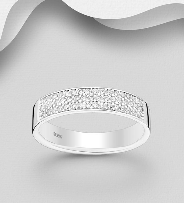 Bague femme en argent massif avec zirconium blanc