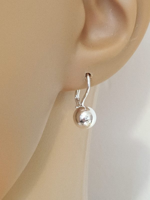 Boucles d'oreilles pendantes en argent massif 8mm