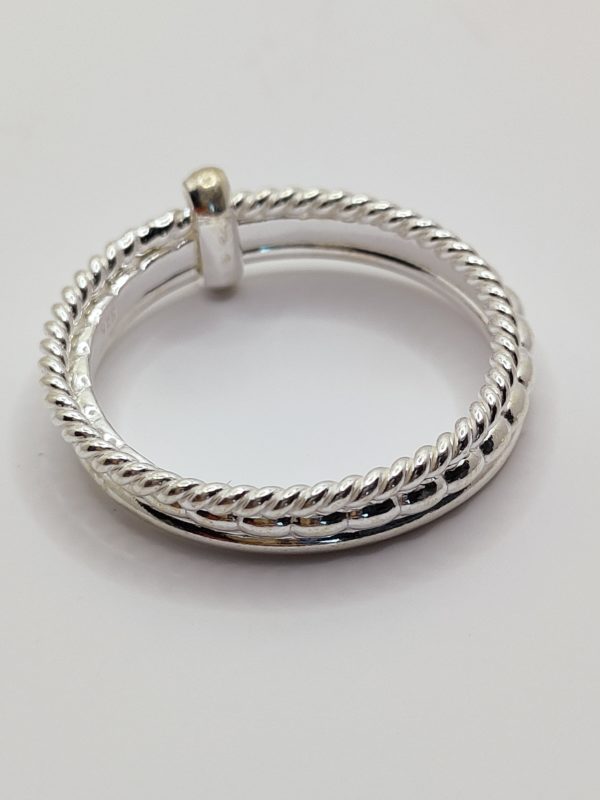 Bague féminin en argent 925 plusieurs anneaux liés par une barre