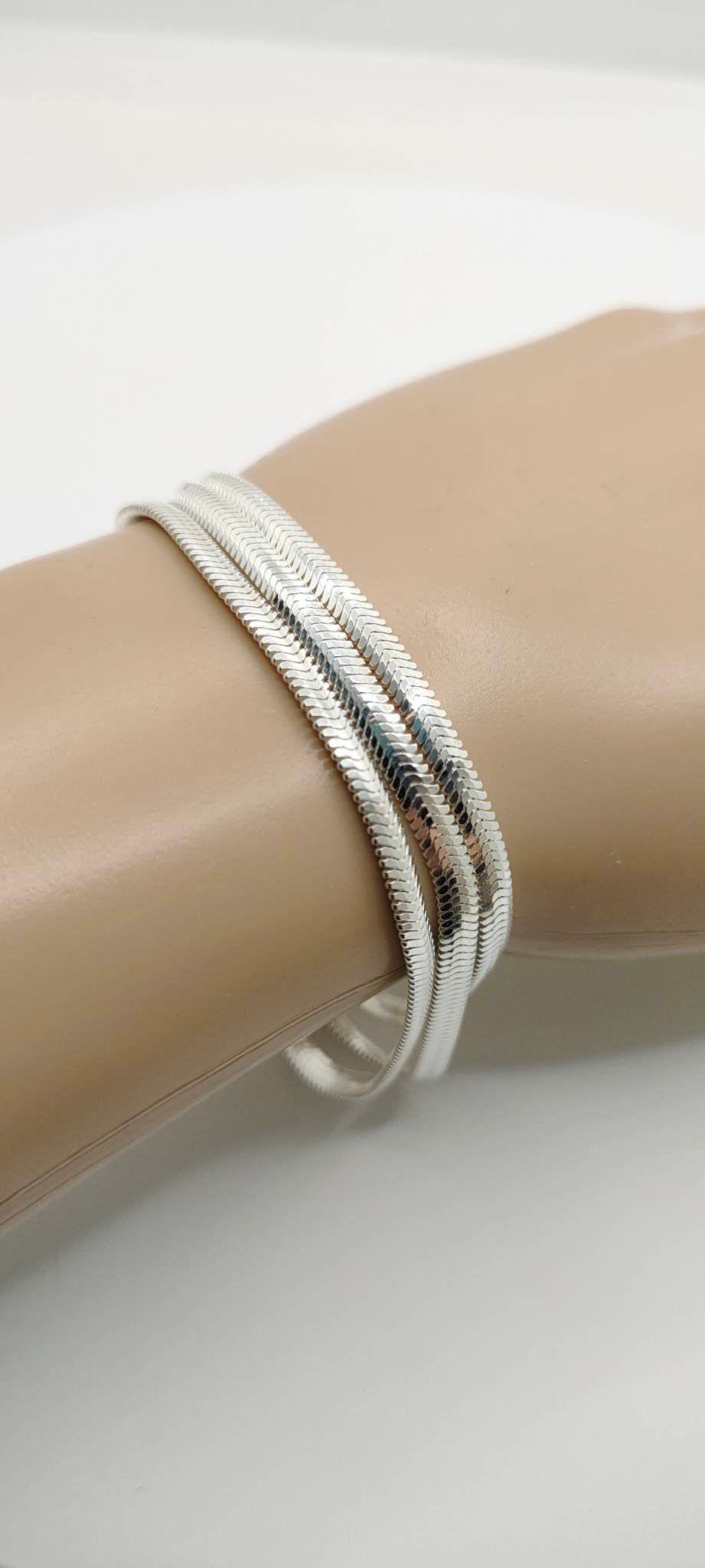 Bracelet femme en argent 3,3mm serpent plat