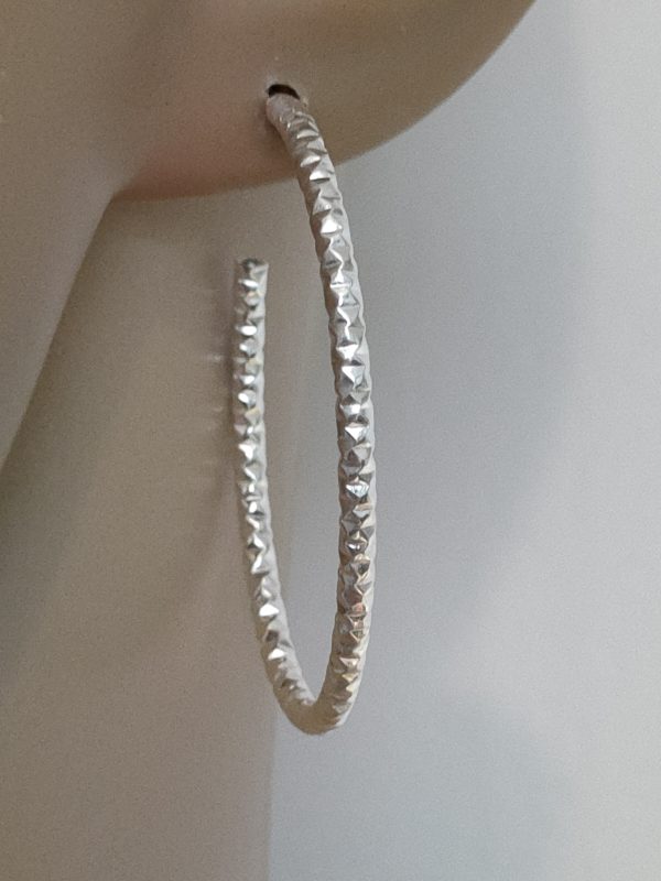 Boucles d'oreilles créole en argent massif 925 millième de 3,8 cm thanina bijoux