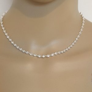 collier femme en argent massif maille seprent miroir torsadé