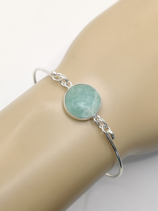 bracelet pierre verte amazonite en argent massif