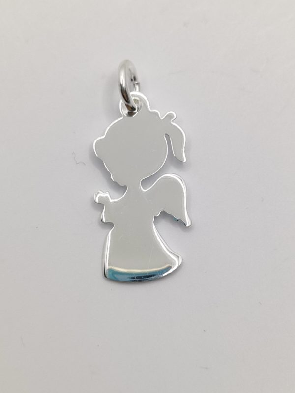 Bijou religieux Pendentif ange garçon ou fille en argent massif 925 millième taille 17mm de haut, et la largeur 9mm