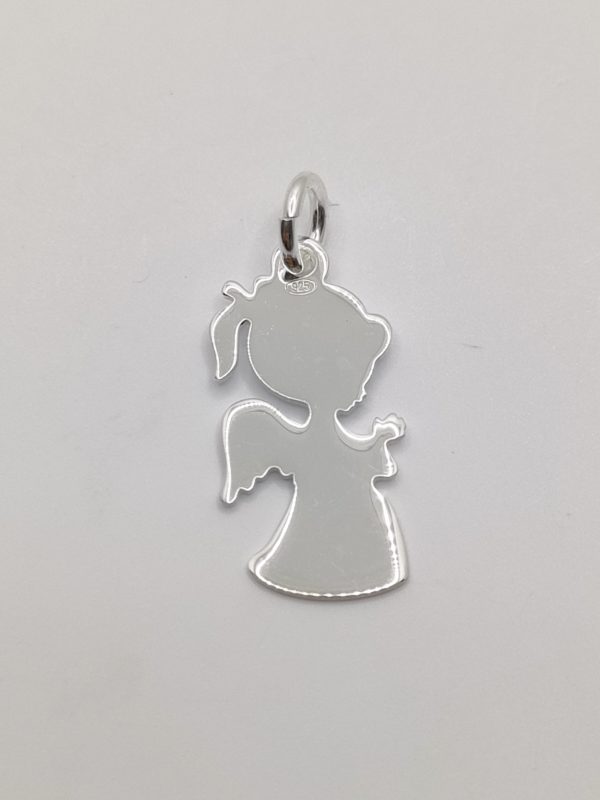 Bijou religieux Pendentif ange garçon ou fille en argent massif 925 millième taille 17mm de haut, et la largeur 9mm