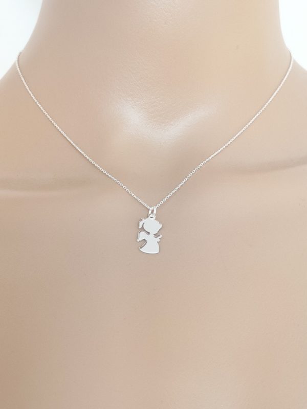 Bijou religieux Pendentif ange garçon ou fille en argent massif 925 millième taille 17mm de haut, et la largeur 9mm