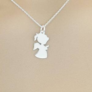 Bijou religieux Pendentif ange garçon ou fille en argent massif 925 millième taille 17mm de haut, et la largeur 9mm