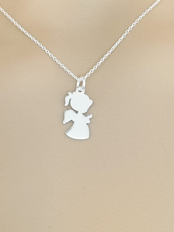 Bijou religieux Pendentif ange garçon ou fille en argent massif 925 millième taille 17mm de haut, et la largeur 9mm
