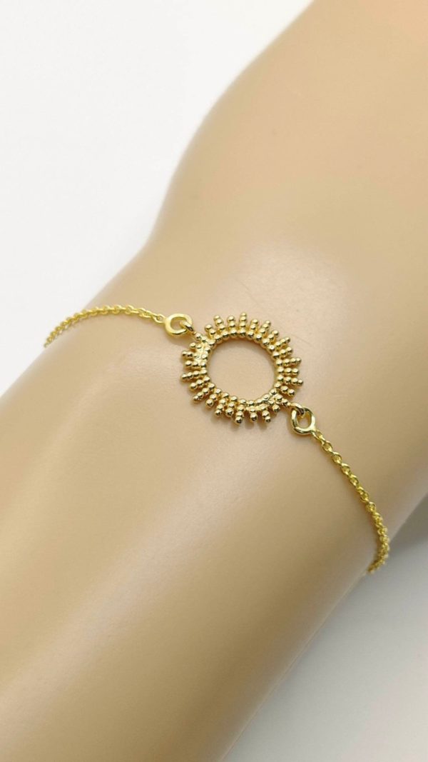 Bracelet doré plaqué or soleil femme 14 à 19 cm