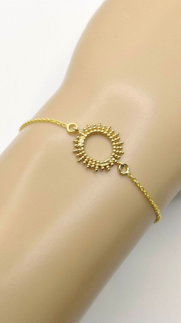 Bracelet doré plaqué or soleil femme 14 à 19 cm