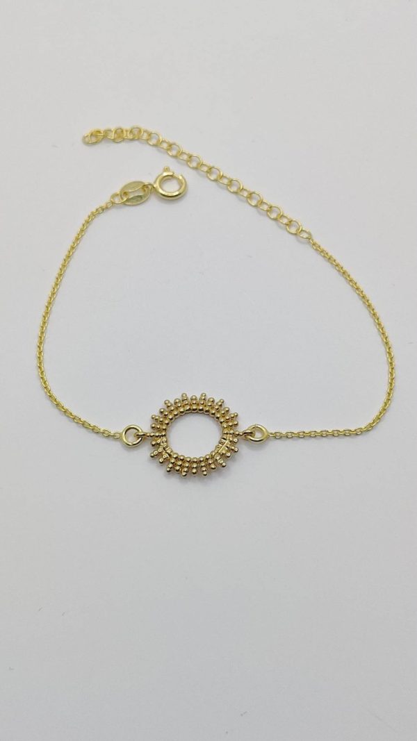 Bracelet doré plaqué or soleil femme 14 à 19 cm
