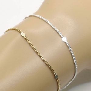 fin bracelet femme argent ou plaqué or longueur 17 à 19cm
