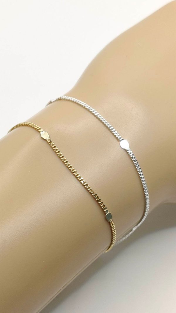 fin bracelet femme argent ou plaqué or longueur 17 à 19cm